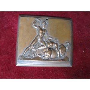 Hercule Et Le Centaure Nessus. Plaquette Néoclassique En Bronze