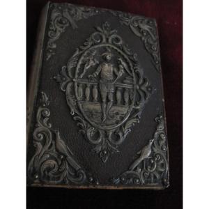 Solid Silver Plaque And Corner Pieces On The Theme Of Falconry. Historicist Work From The 19th Century