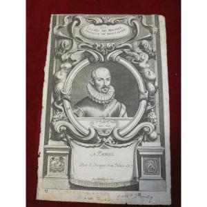 Michel de Montaigne. Frontispice avec portrait de 1657. Gravure sur cuivre