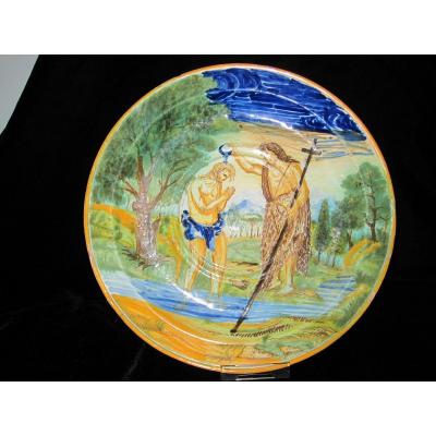 Baptism Of Christ, Italian Ceramic Plate, XVIII