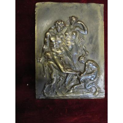 Plaque En Bronze Avec Scène Mythologique: Le Bain d'Apollon