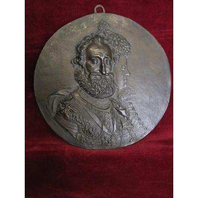 Guillaume Dupré: Henri IV Et Maria De Medicis. Tondo En Bronze Du S. XVII