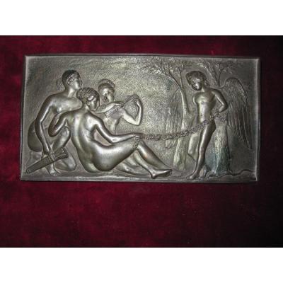 Plaque En étain Ou En Peltre Avec Scène Mythologique