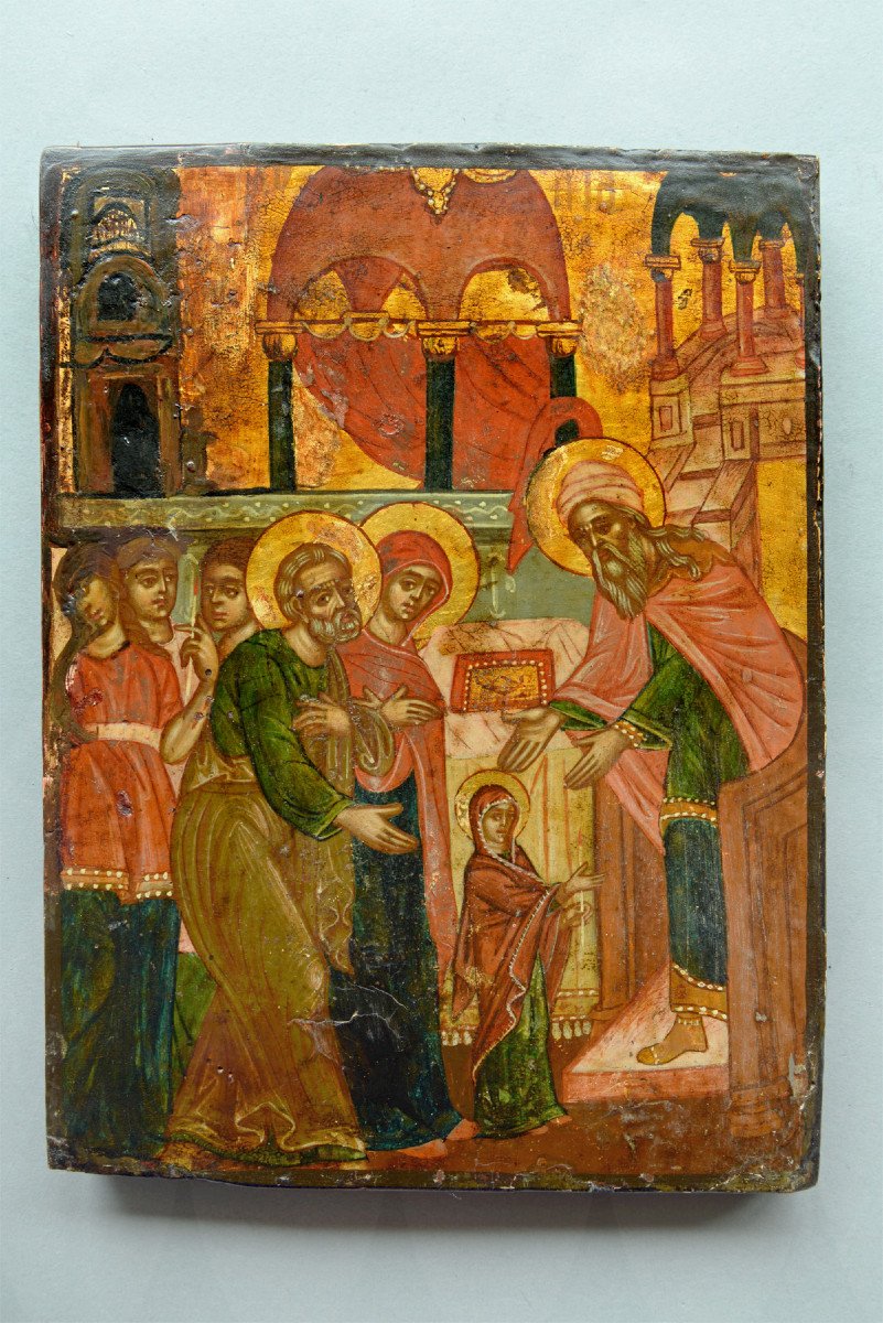 Icon Greek Intraductioin Of The Mother Of God In The Temple