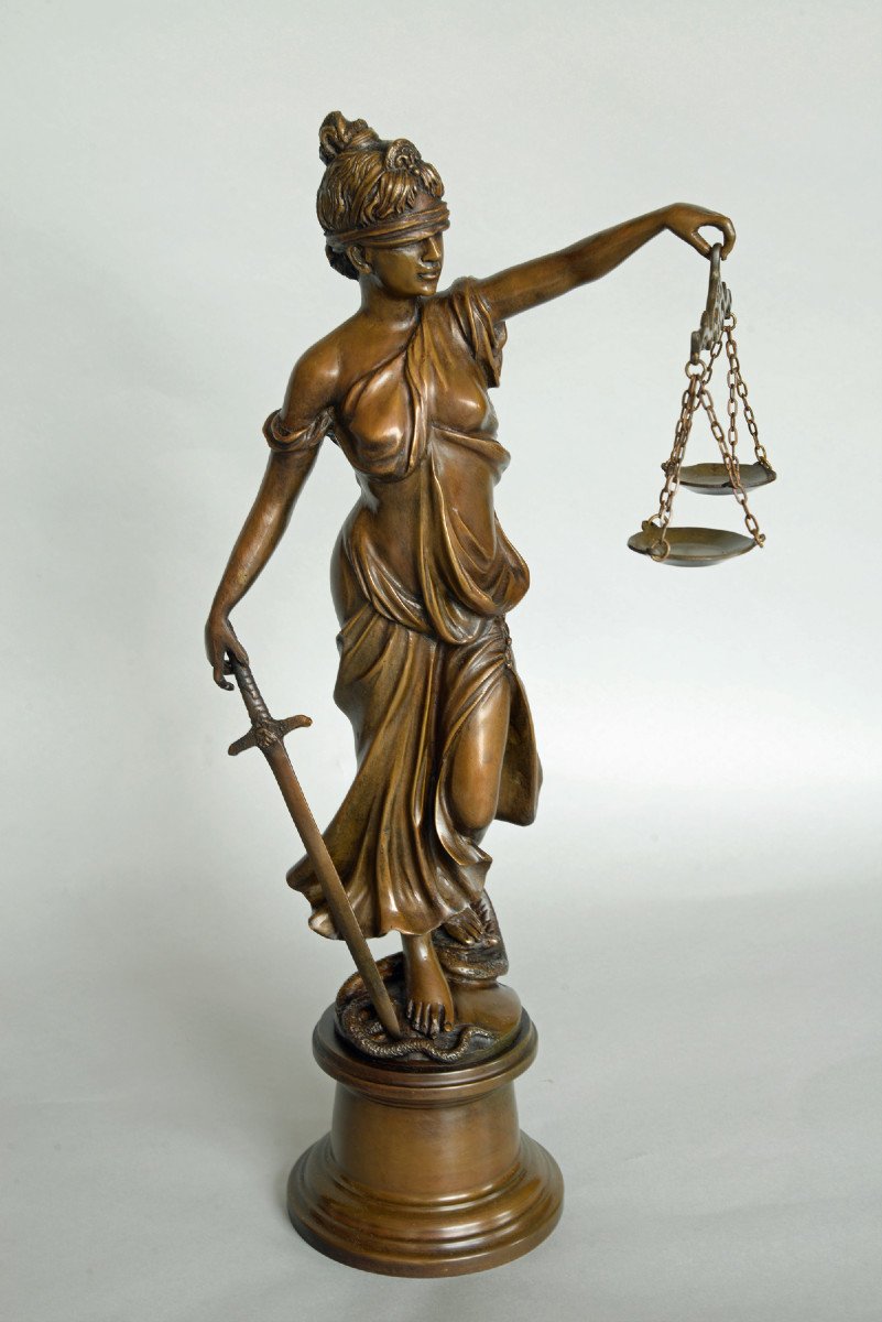 La Justice Vers 1900 Art Nouveau Bronze -photo-3