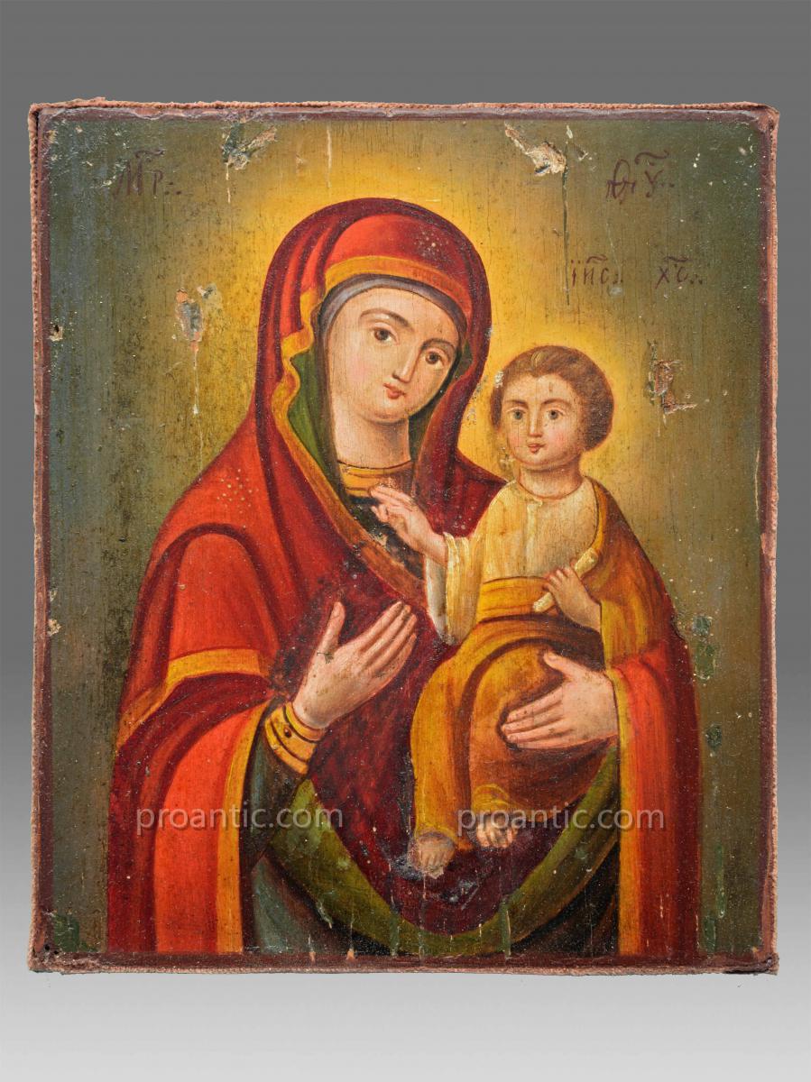 Icon Of The Virgin Smolenskaja With Riza In Silver-photo-2