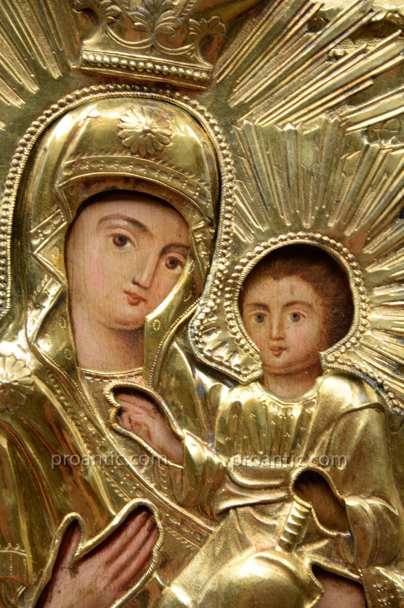 Icon Of The Virgin Smolenskaja With Riza In Silver-photo-3