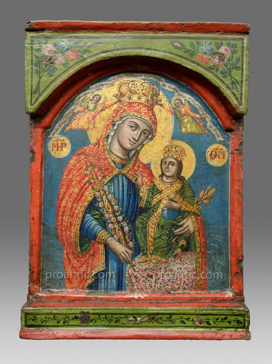 Icône Vierge Avec La Rose D´aucune Fletrissure - Icon Icone Ikone
