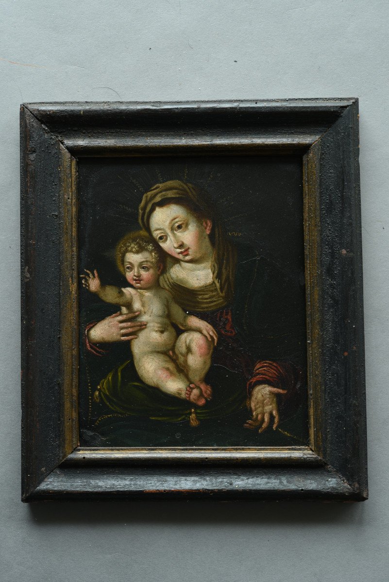 Oil On Copper About 1620-1640 Flemish Virgin And Child-photo-1