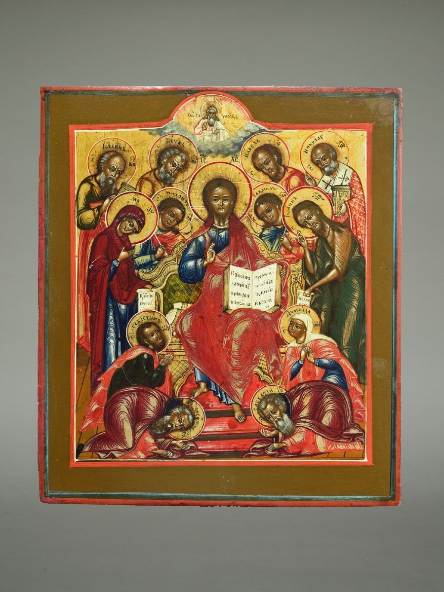  Icône Icone Icon Deesis Avec Les Archanges Michel Et Gabriel Et d'Autres Saints