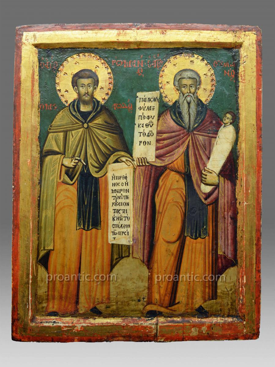 Greek Icon Stylianos And St. John About 1700