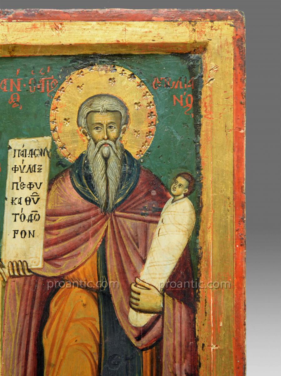 Greek Icon Stylianos And St. John About 1700-photo-3
