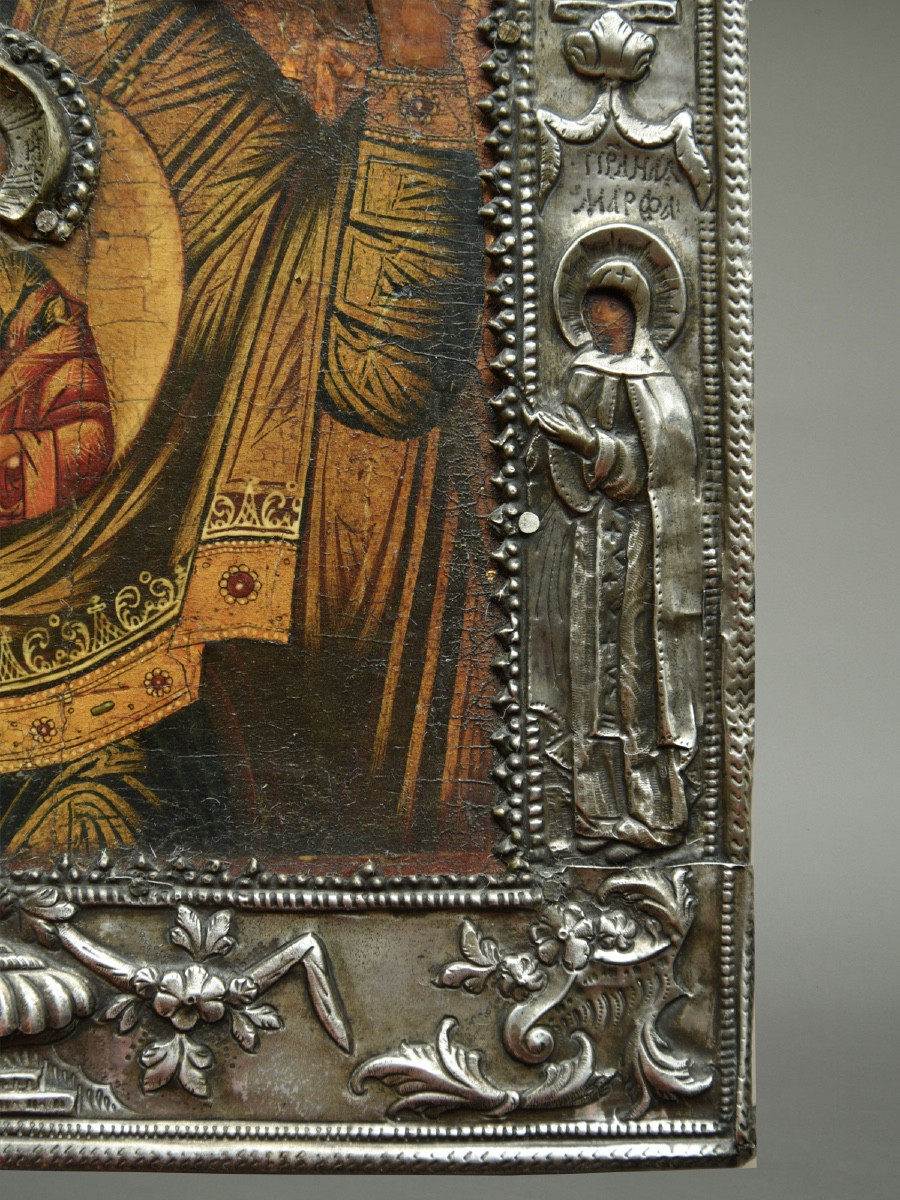 Icone Icône icon Vierge de Signe avec un riza en metal vers 1820-photo-1