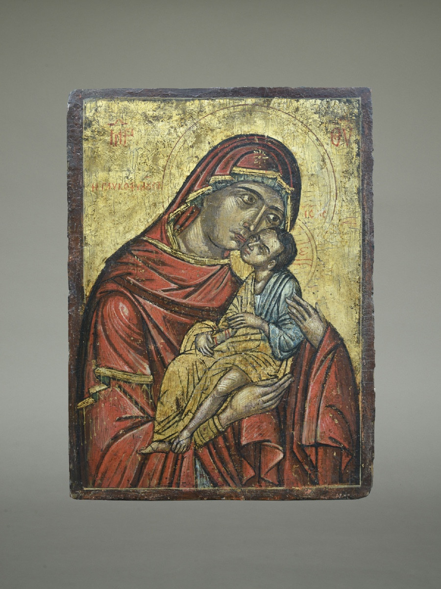 Icone Icône Icon Vierge a l'enfant Glykophilousa Crète vers 1650