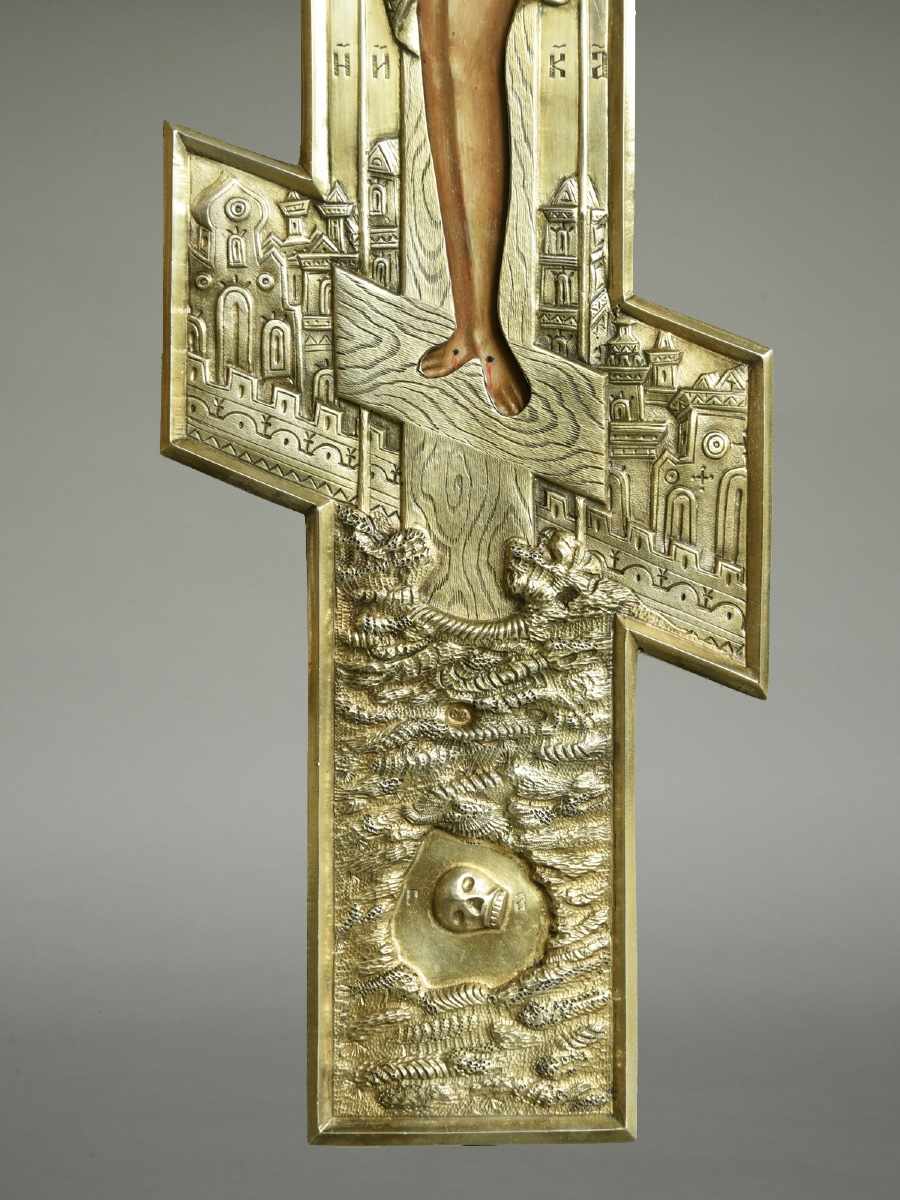Icon Palekh Cross With A Vermeil And Enameled Riza  Kasteel De Wijenburgh-photo-2