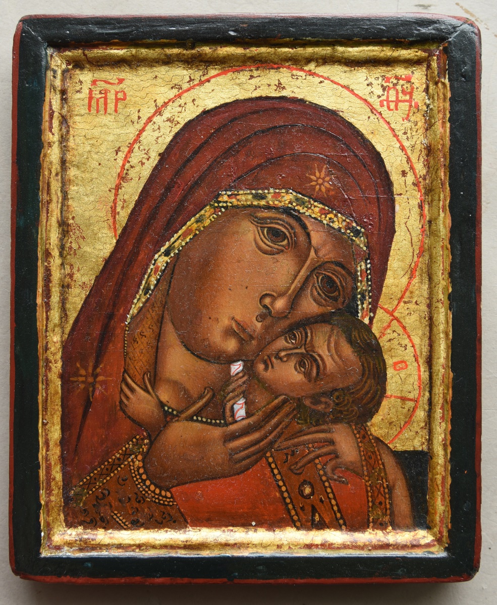 Icône icon icone Mère de Dieu Eleusa Monastère Batchkovo XVIIe siècle
