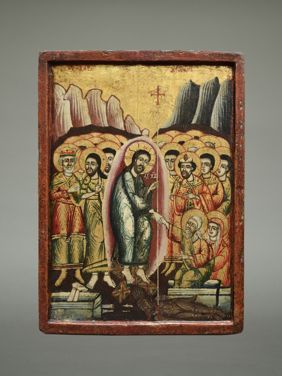Icône icon icone Resurrection du Christ vers 1760 Grèce