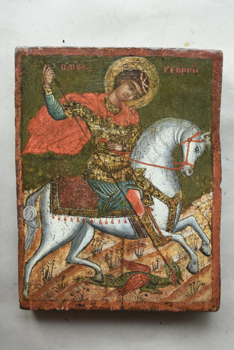 Icon Of Saint George Slaying The Dragon, Greece, Ca. 1720-photo-4