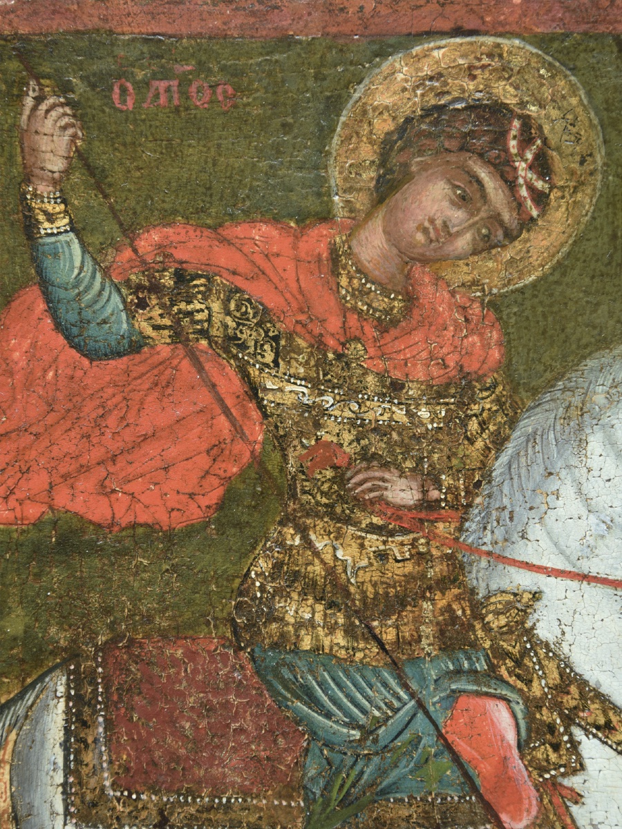 Icon Of Saint George Slaying The Dragon, Greece, Ca. 1720-photo-2