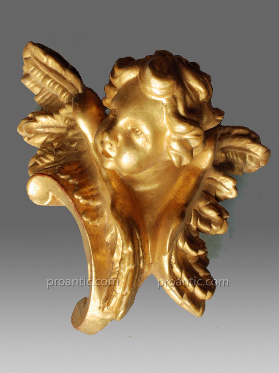 Pair Of Golden Angels 18th Century-photo-2