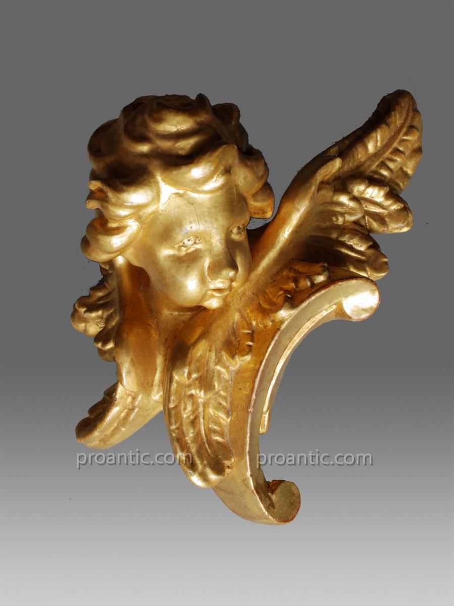 Pair Of Golden Angels 18th Century-photo-3