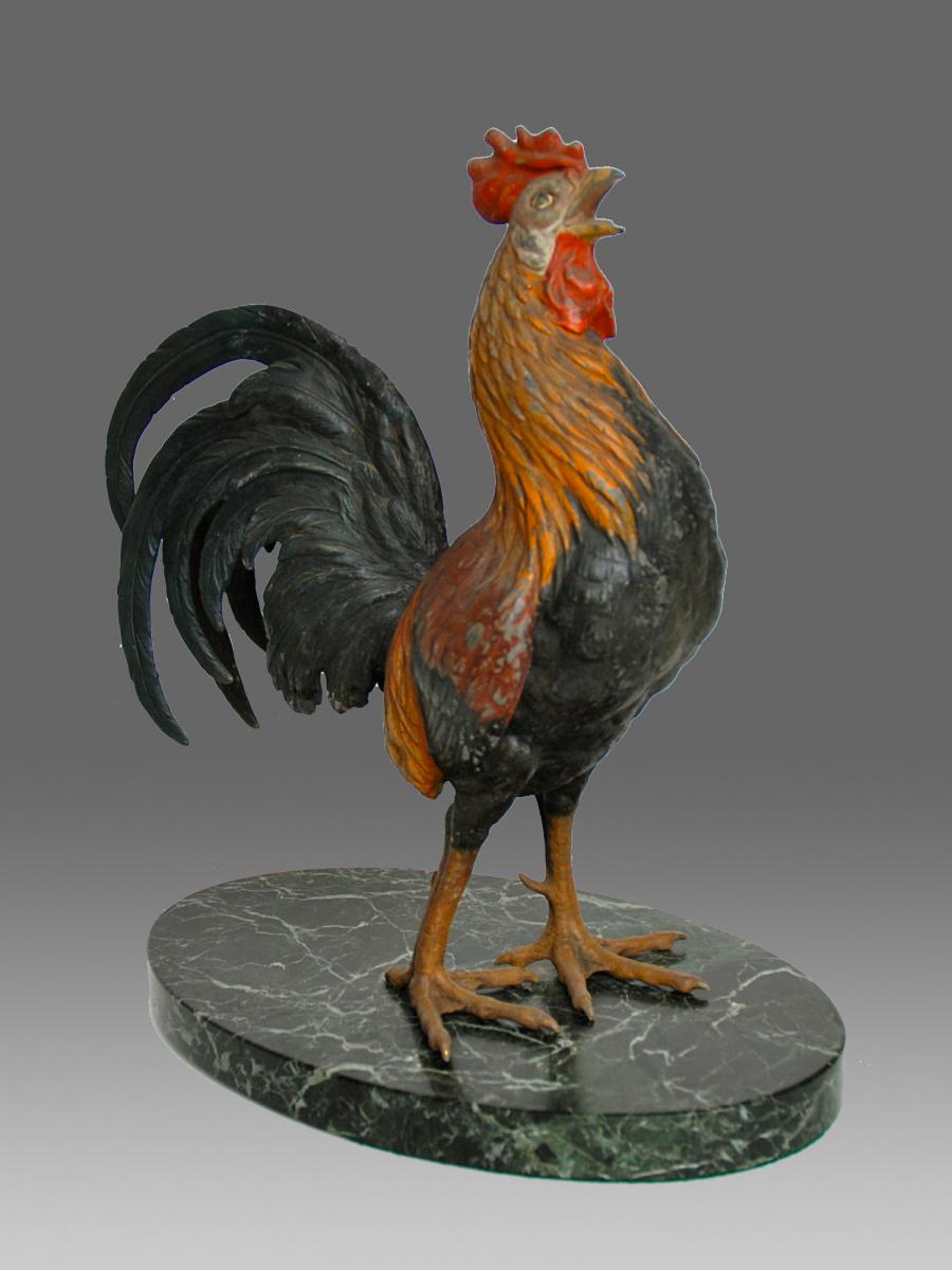 Cock Bronze From Vienna 1900-photo-2