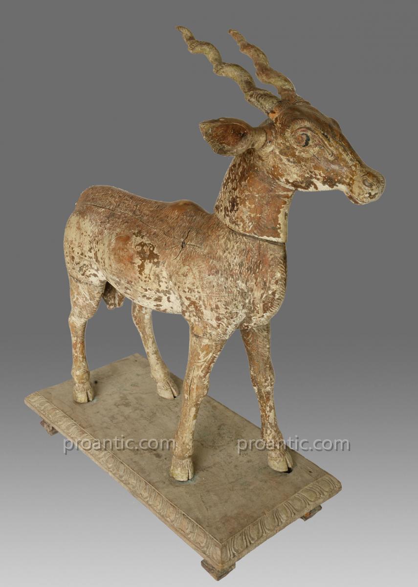 Gazelle And Ram 19th Century India Or Bhuta-photo-3