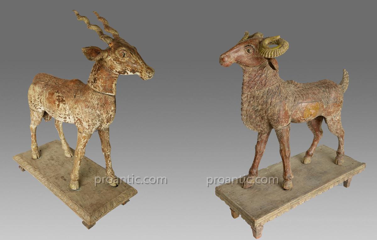 Gazelle And Ram 19th Century India Or Bhuta-photo-2