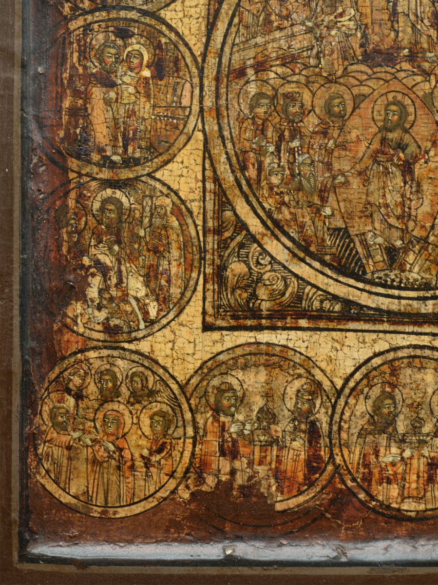 Russian Icon With Feast Days About 1700 -icon Icon Ikone-photo-3