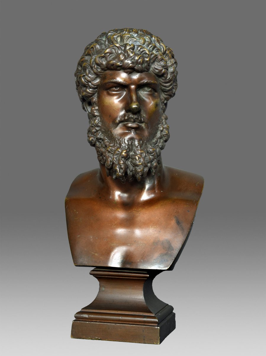 Bronze Bust Of Emperor Lucius Verus About 1860-photo-2