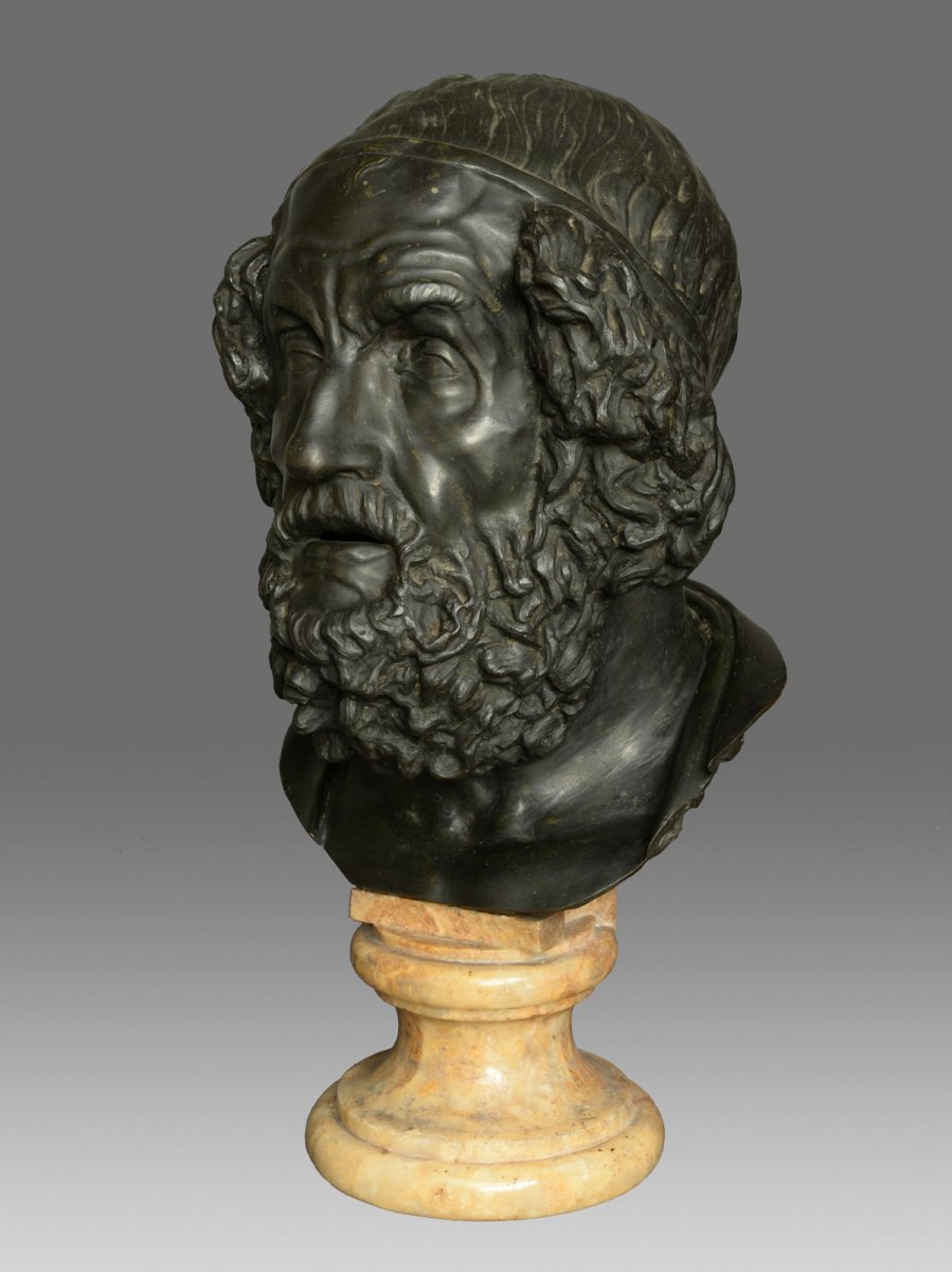 Bust Of The Philosopher Homer 19th Century-photo-2