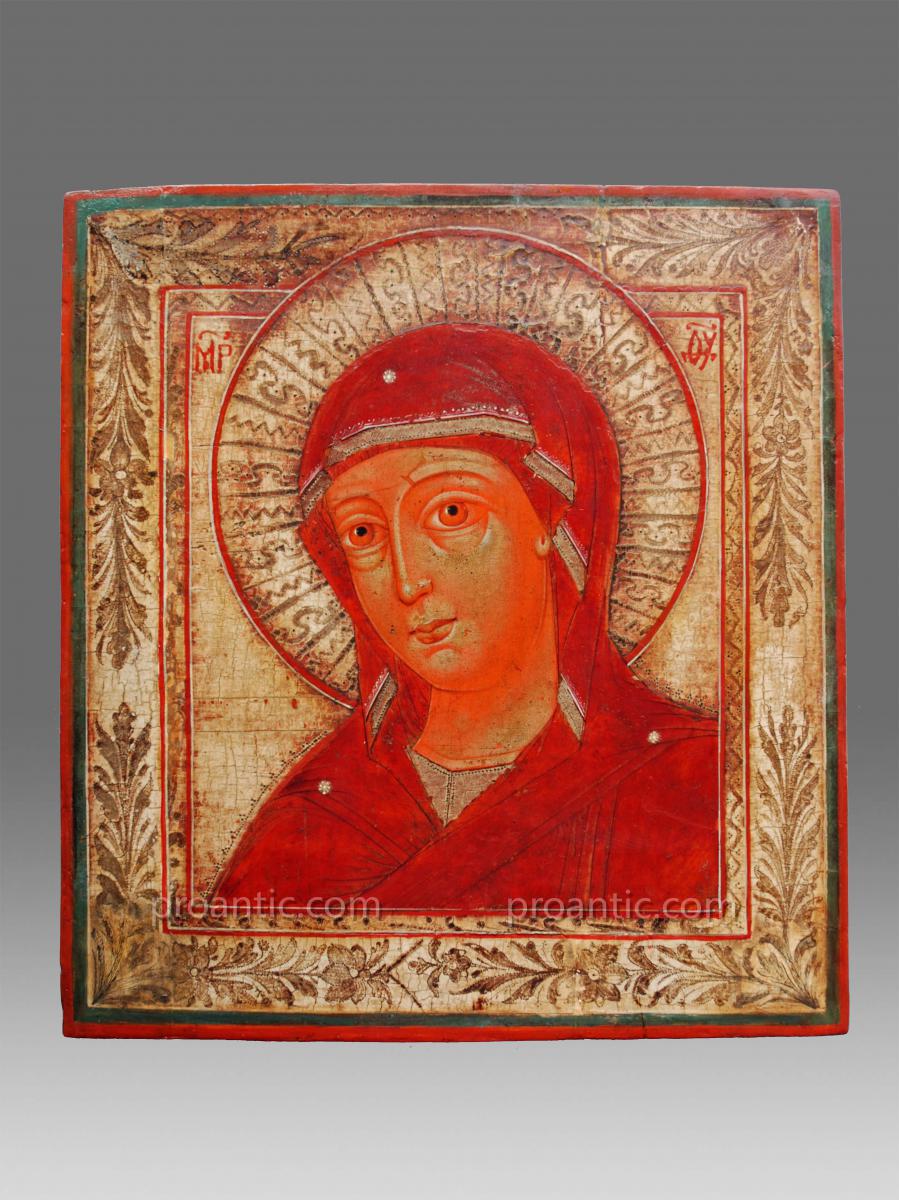 Icône Russe Vierge 19 éme siècle -Icon Icone Ikone