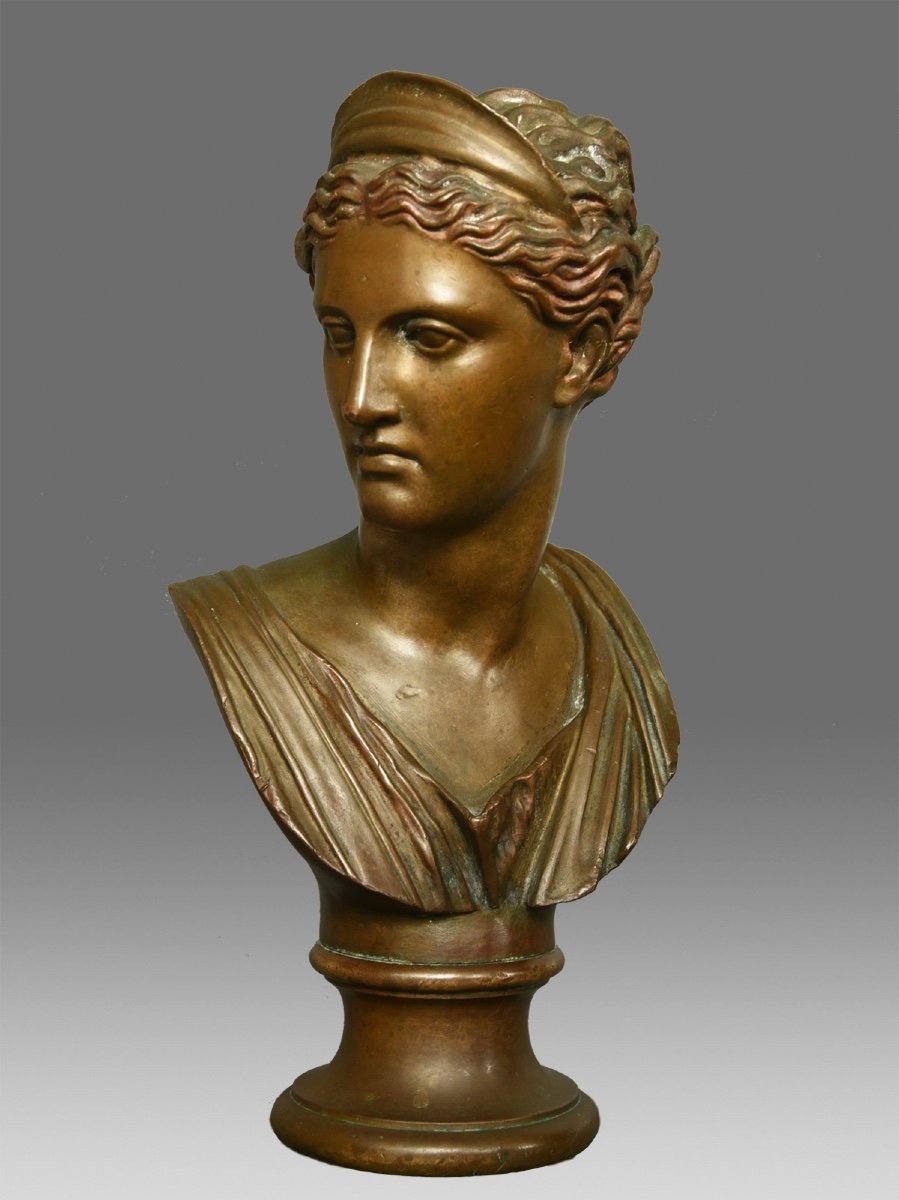 Bust Of Diana Of Versailles In Bronze"f.  Barbedienne"-photo-3