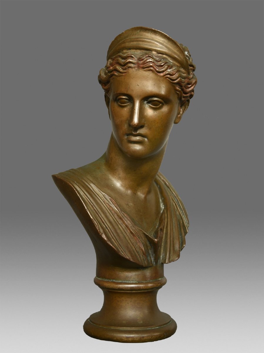 Bust Of Diana Of Versailles In Bronze"f.  Barbedienne"-photo-1
