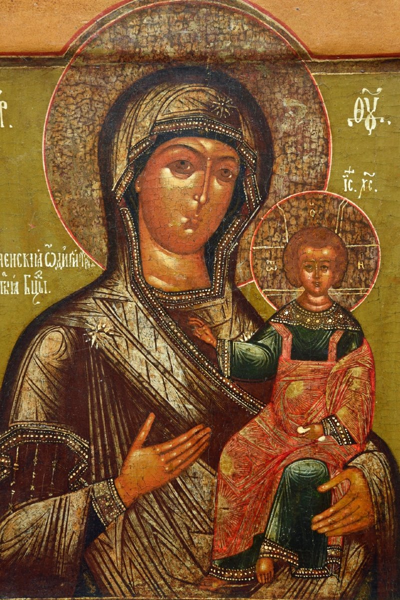 Icon Icon Icon Virgin Smolenskaja Russia Circa 1850-photo-2