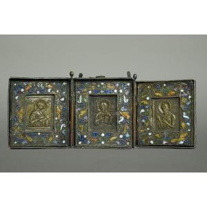 Icon Icon Icon Travel Triptych Russia Circa 1700 The Deesis