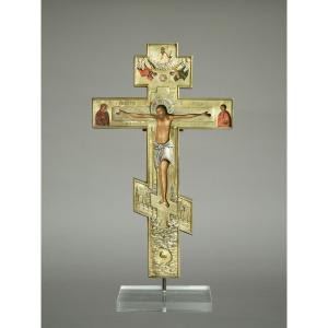 Icon Palekh Cross With A Vermeil And Enameled Riza  Kasteel De Wijenburgh