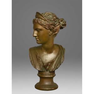 Bust Of Diana Of Versailles In Bronze"f.  Barbedienne"