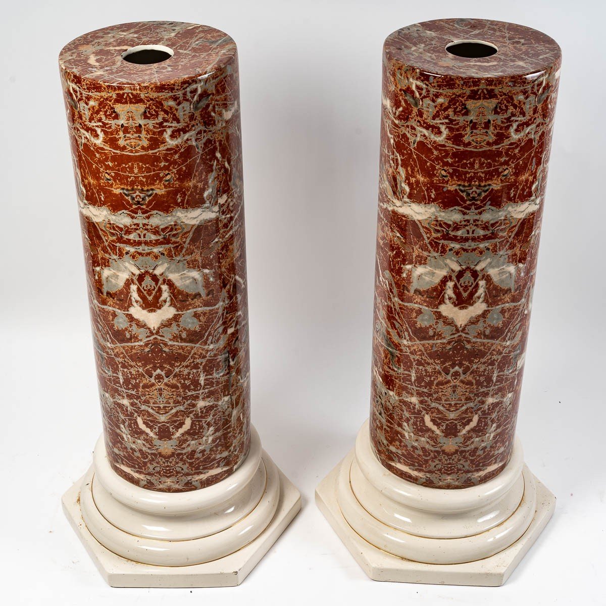 Pair Of Ceramic Columns, Late Nineteenth Century-photo-4