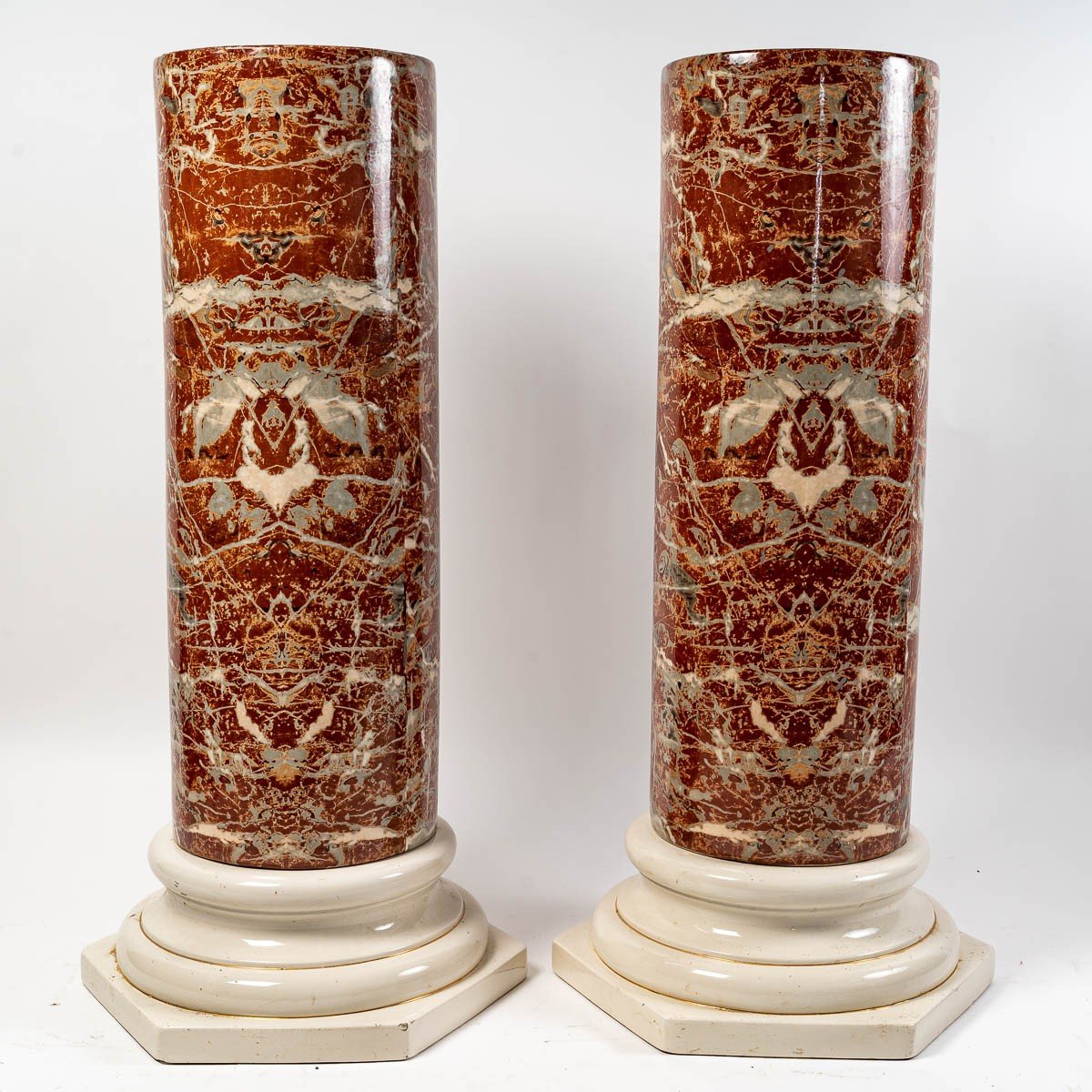 Pair Of Ceramic Columns, Late Nineteenth Century-photo-1