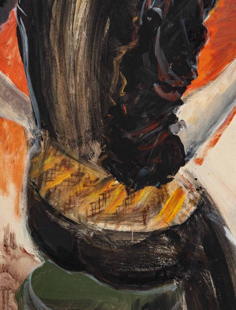 Painting "la Dame Au Chapeau"-photo-3