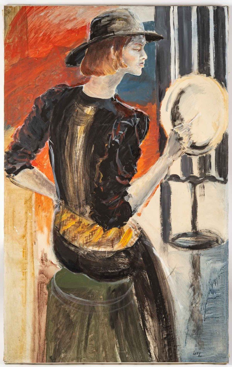 Painting "la Dame Au Chapeau"
