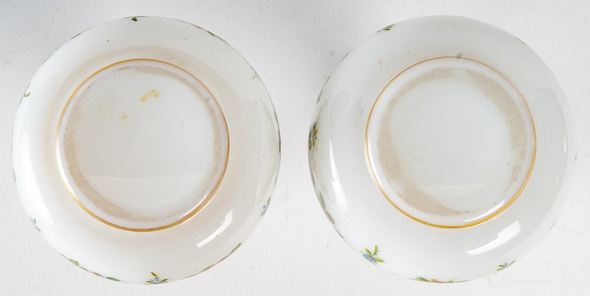 Pair Of Painted And Gilded Opaline Bottles, Napoleon III Period-photo-4