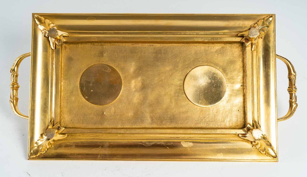 Encrier Double Du XIXème Siècle En Bronze Doré-photo-6