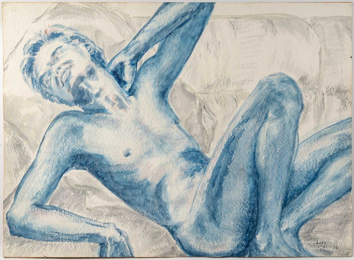 Luez Painting On Paper, Representing A Faun, Modern Art