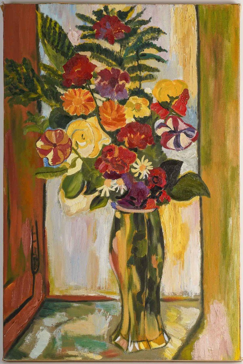 Peinture, Bouquet De Fleurs, XXème Siècle