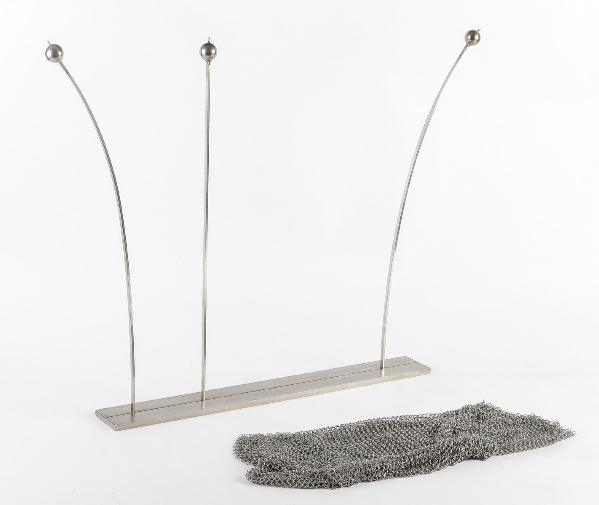 Pare-feu, Sculpture, En Acier Et Cotte De Maille, Design, 1980-1990.-photo-2