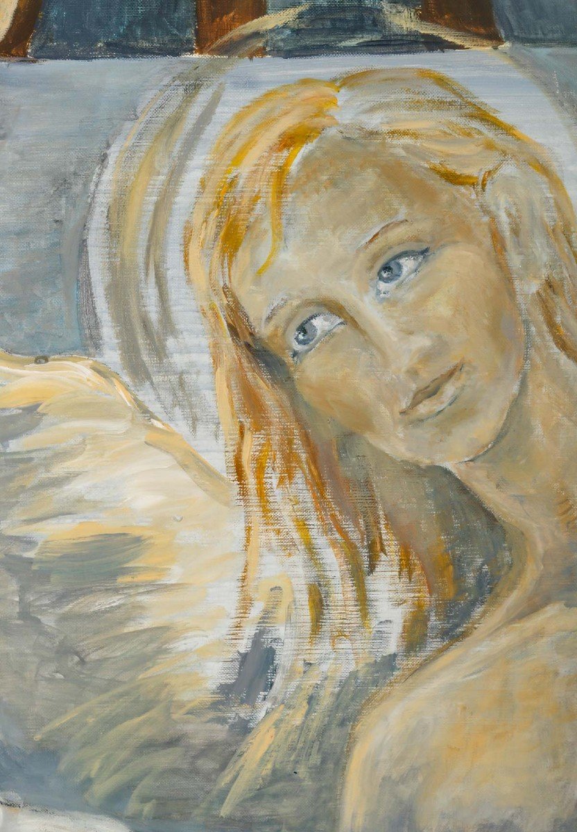 Peinture, Huile Sur Toile De l'Artiste Evelyne Luez, "le Peintre à Son Chevalet".-photo-4