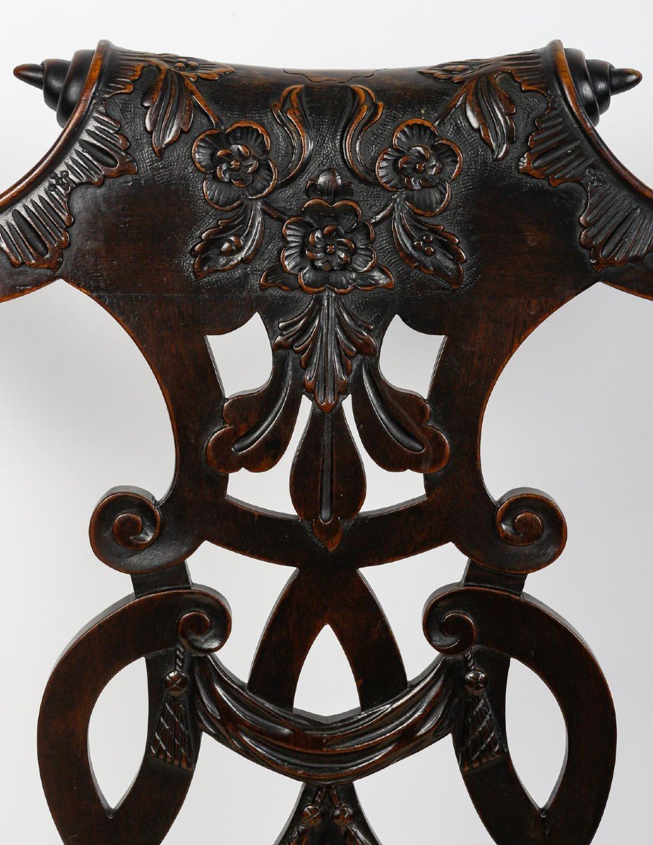 Suite Of 3 Chairs And A Chippendale Style Armchair, XIXth Century.-photo-4