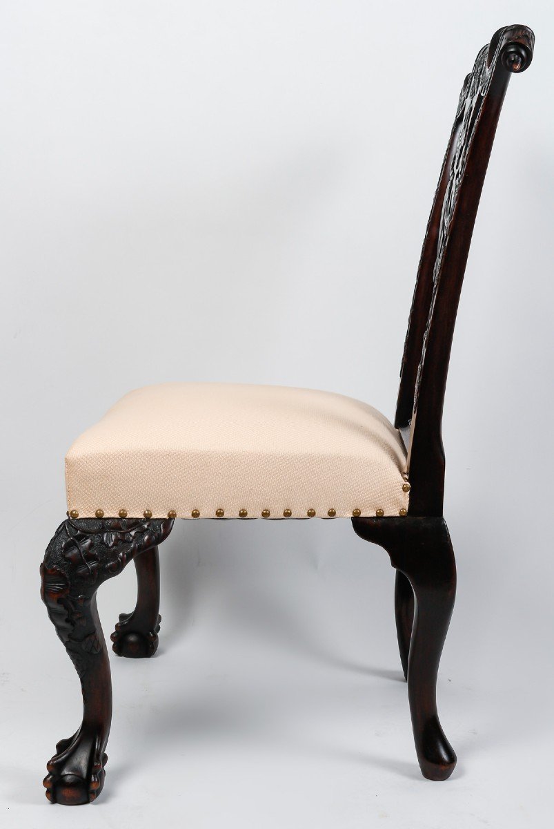 Suite Of 3 Chairs And A Chippendale Style Armchair, XIXth Century.-photo-6